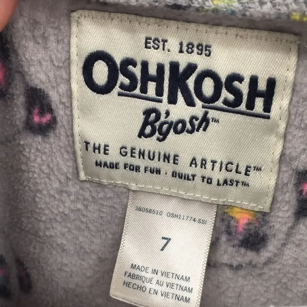 OshKosh B'gosh Gray Panda Print Pullover with Pink Trim